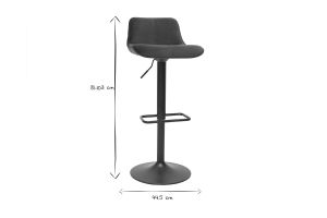 Tabourets de bar réglables pivotants 360° noirs en tissu velours et métal (lot de 2) BOOST