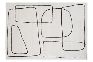 Tapis rectangulaire motif line art blanc cassé et noir 160 x 230 cm TIANA