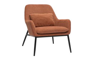 Fauteuil design en tissu effet velours terre brulée et métal noir MAXINE