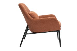Fauteuil design en tissu effet velours terre brulée et métal noir MAXINE
