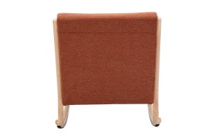 Rocking chair scandinave en tissu effet velours terre brûlée et bois clair massif DERRY