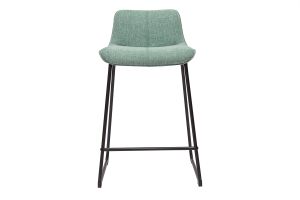 Tabourets de bar en tissu effet velours texturé vert céladon et métal noir H65 cm (lot de 2) BOOST