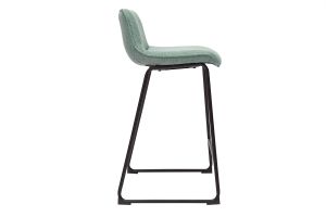 Tabourets de bar en tissu effet velours texturé vert céladon et métal noir H65 cm (lot de 2) BOOST