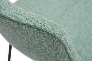 Tabourets de bar en tissu effet velours texturé vert céladon et métal noir H65 cm (lot de 2) BOOST