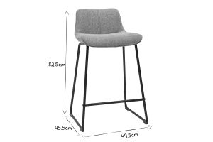 Tabourets de bar en tissu effet velours texturé vert céladon et métal noir H65 cm (lot de 2) BOOST