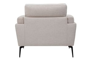 Fauteuil design en tissu effet velours texturé beige et métal noir MOSCO