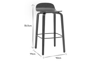 Tabourets de bar vintage bois noir H68 cm (lot de 2) OBRA