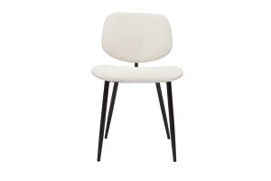Chaises en tissu effet laine bouclée blanc et métal noir (lot de 2) TOBIAS