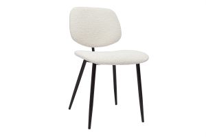 Chaises en tissu effet laine bouclée blanc et métal noir (lot de 2) TOBIAS