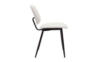 Chaises en tissu effet laine bouclée blanc et métal noir (lot de 2) TOBIAS