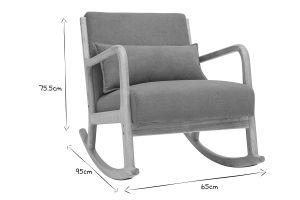 Rocking chair scandinave en tissu effet velours terre brûlée et bois clair massif DERRY