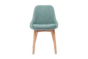 Skandinavische Stühle aus graugrünem Stoff und hellem Massivholz (2er-Set) HOLO