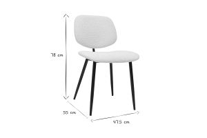 Chaises en tissu effet laine bouclée blanc et métal noir (lot de 2) TOBIAS
