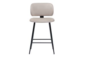 Tabourets de bar en tissu velours taupe et métal noir H70 cm (lot de 2) ATRIUM