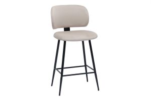 Tabourets de bar en tissu velours taupe et métal noir H70 cm (lot de 2) ATRIUM