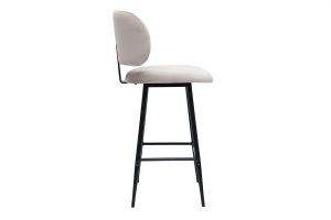 Tabourets de bar en tissu velours taupe et métal noir H70 cm (lot de 2) ATRIUM
