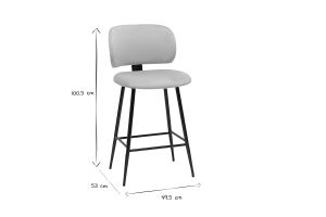 Tabourets de bar en tissu velours taupe et métal noir H70 cm (lot de 2) ATRIUM