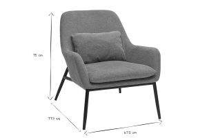 Fauteuil design en tissu effet velours terre brulée et métal noir MAXINE