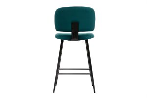 Tabourets de bar en tissu velours bleu pétrole et métal noir H70 cm (lot de 2) ATRIUM
