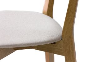 Tabouret de bar en bois clair chêne massif et tissu beige H65 cm LUCIA