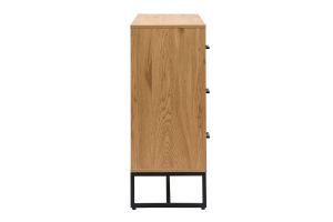 Commode 3 tiroirs finition bois clair chêne et métal noir L100 cm LOVATO