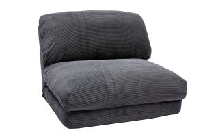 Chauffeuse 1 place convertible en tissu velours côtelé gris foncé SPENCER