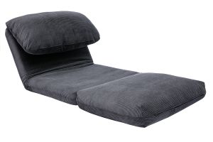 Chauffeuse 1 place convertible en tissu velours côtelé gris foncé SPENCER