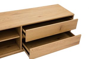 Meuble TV finition bois clair chêne 2 tiroirs L160 cm MADERO