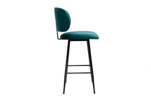 Tabourets de bar en tissu velours bleu pétrole et métal noir H70 cm (lot de 2) ATRIUM