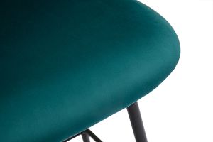 Tabourets de bar en tissu velours bleu pétrole et métal noir H70 cm (lot de 2) ATRIUM