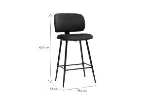 Tabourets de bar en tissu velours bleu pétrole et métal noir H70 cm (lot de 2) ATRIUM
