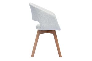Chaise scandinave en tissu effet laine bouclée blanc et bois clair massif PRISMA