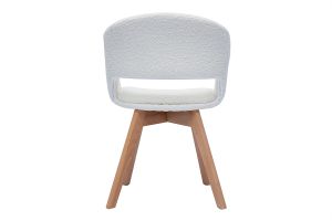 Chaise scandinave en tissu effet laine bouclée blanc et bois clair massif PRISMA