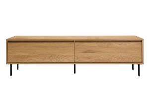 Meuble TV finition bois clair chêne 2 tiroirs L160 cm ARAGON