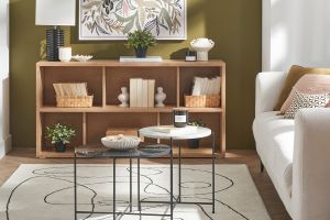 Niedriger Bücherschrank mit hellem Eichenholzfinish B140 cm EPURE