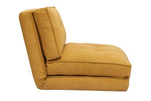 Chauffeuse 1 place convertible en tissu effet velours jaune moutarde SALLY