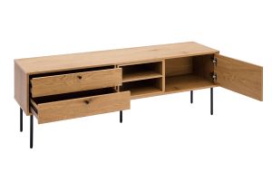 Meuble TV finition en bois clair chêne et métal noir L160 cm PERNELLE