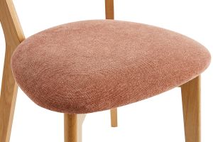 Chaises vintage en bois clair chêne et tissu effet velours terre brûlée (lot de 2) DOVE