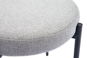 Tabouret bas empilable en tissu effet velours texturé gris clair et métal noir H41 cm KIKO