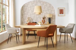 Chaises en tissu velours côtelé taupe et métal noir (lot de 2) LAURETTE