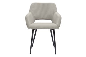 Chaises en tissu velours côtelé taupe et métal noir (lot de 2) LAURETTE