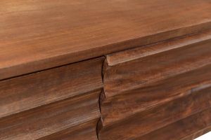 Meuble TV en bois foncé manguier massif et métal noir 3 portes L120 cm ONDA