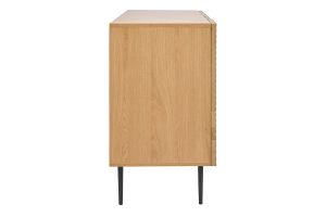 Buffet design en bois clair chêne massif gravé et métal noir 4 portes L180 cm ARCHIPEL