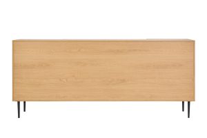 Buffet design en bois clair chêne massif gravé et métal noir 4 portes L180 cm ARCHIPEL