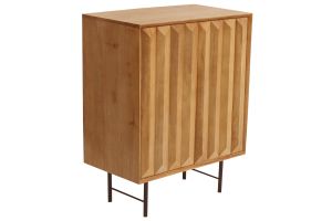 Buffet en bois manguier massif gravé et métal noir 2 portes L70 cm AGRA