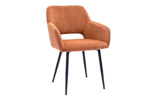 Chaises en tissu velours côtelé terre brûlée et métal noir (lot de 2) LAURETTE