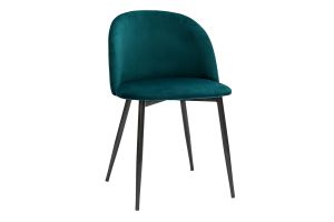 Chaises design en tissu velours bleu pétrole et métal noir (lot de 2) CELESTE
