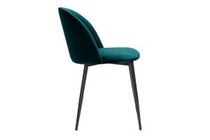 Chaises design en tissu velours bleu pétrole et métal noir (lot de 2) CELESTE
