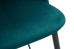 Chaises design en tissu velours bleu pétrole et métal noir (lot de 2) CELESTE
