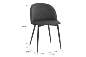 Chaises design en tissu velours bleu pétrole et métal noir (lot de 2) CELESTE
